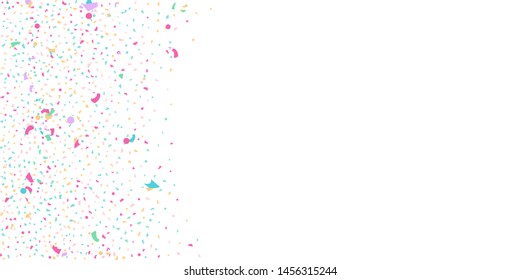Abstract flying confetti. Falling confetti background. Random glitter shine on a white background. Suitable for your design, cards, invitations, gifts.