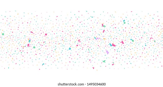 Abstract flying confetti. Falling confetti background. Random glitter shine on a white background. Suitable for your design, cards, invitations, gifts.