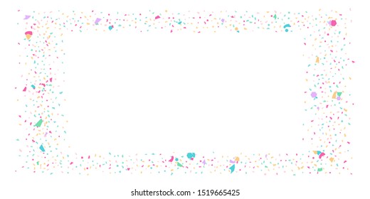 Abstract flying confetti. Falling confetti background. Random glitter shine on a white background. Suitable for your design, cards, invitations, gifts.