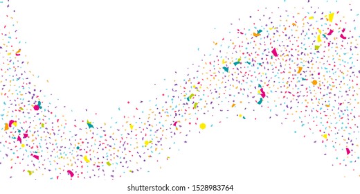 Abstract flying confetti. Falling confetti background. Random glitter shine on a white background. Suitable for your design, cards, invitations, gifts.