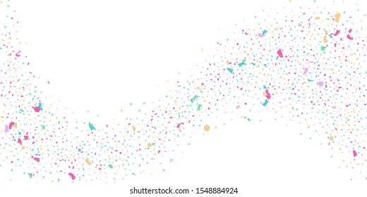 Abstract flying confetti. Falling confetti background. Random glitter shine on a white background. Suitable for your design, cards, invitations, gifts.