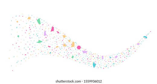 Abstract flying confetti. Falling confetti background. Random glitter shine on a white background. Suitable for your design, cards, invitations, gifts.