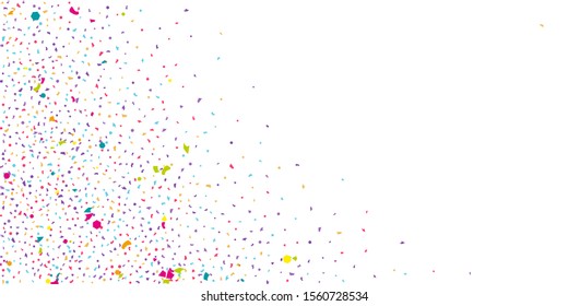 Abstract flying confetti. Falling confetti background. Random glitter shine on a white background. Suitable for your design, cards, invitations, gifts.