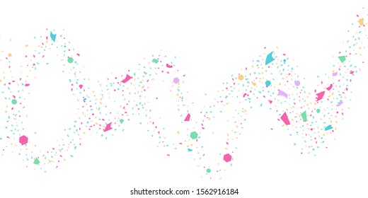 Abstract flying confetti. Falling confetti background. Random glitter shine on a white background. Suitable for your design, cards, invitations, gifts.
