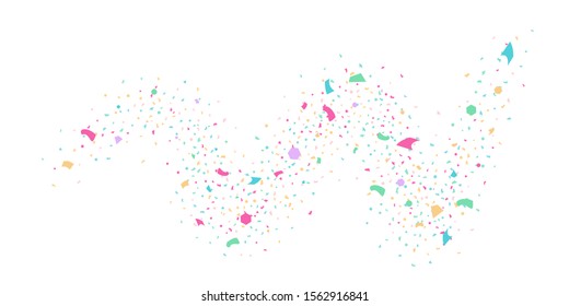 Abstract flying confetti. Falling confetti background. Random glitter shine on a white background. Suitable for your design, cards, invitations, gifts.