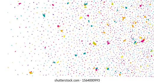 Confeti volador abstracto. Cae fondo confetti. El brillo aleatorio brilla en un fondo blanco. Adecuado para su diseño, tarjetas, invitaciones, regalos.
