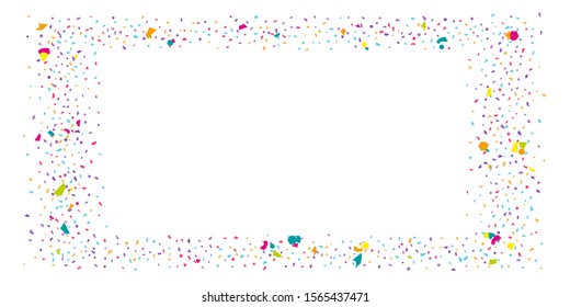 Abstract flying confetti. Falling confetti background. Random glitter shine on a white background.  
