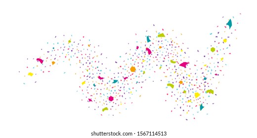 Abstract flying confetti. Falling confetti background. Random glitter shine on a white background. Suitable for your design, cards, invitations, gifts.