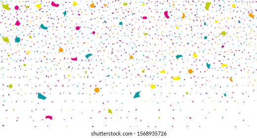 Abstract flying confetti. Falling confetti background. Random glitter shine on a white background. Suitable for your design, cards, invitations, gifts.