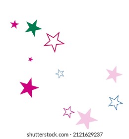 Abstract flying confetti star. Cover mock-up.background of colorful applique stars.