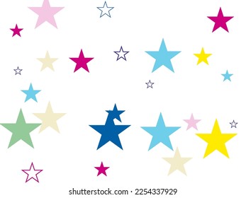 Abstract flying confetti star. Cover mock-up.background of colorful applique stars.