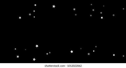 Abstract flying confetti star. A falling star background. Random white stars shine against a black background. Suitable for your design, cards, invitations, gifts.