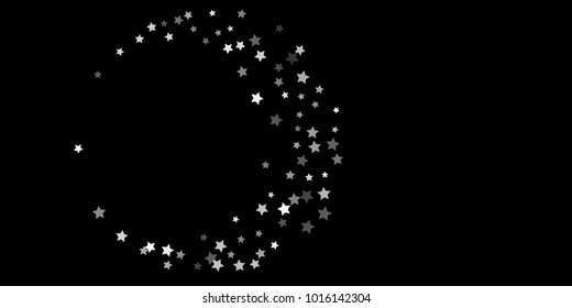 Abstract flying confetti star. A falling star background. Random white stars shine against a black background. Suitable for your design, cards, invitations, gifts.