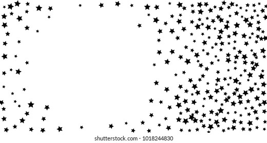 Abstract flying confetti star. A falling star background. Casual black stars shine on a white background. Suitable for your design, cards, invitations, gifts.