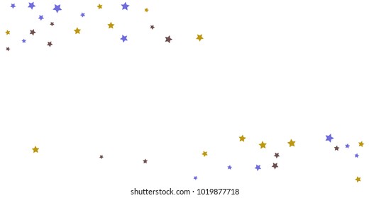 Abstract flying confetti star. A falling star background. Random stars shine on a white background. White background with blue and brown stars. Suitable for your design, cards, invitations, gifts.