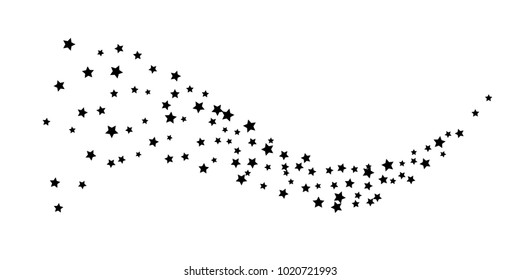 Abstract flying confetti star. A falling star background. Casual black stars shine on a white background. Suitable for your design, cards, invitations, gifts.