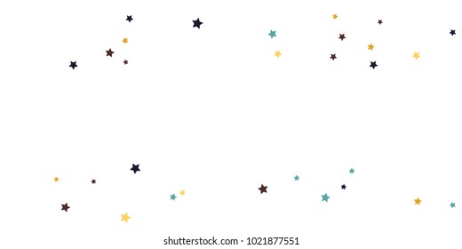 Abstract flying confetti star. A falling star background. White background with blue, yellow and brown stars. Suitable for your design, cards, invitations, gifts.