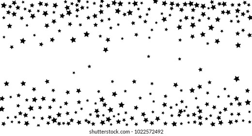 Abstract flying confetti star. A falling star background. Casual black stars shine on a white background. Suitable for your design, cards, invitations, gifts.