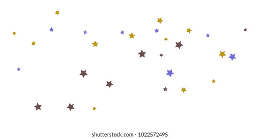 Abstract flying confetti star. A falling star background. Random stars shine on a white background. White background with blue and brown stars. Suitable for your design, cards, invitations, gifts.