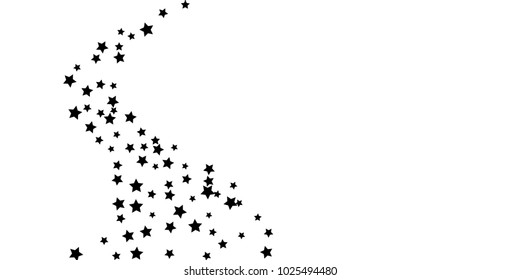 Abstract flying confetti star. A falling star background. Casual black stars shine on a white background. Suitable for your design, cards, invitations, gifts.