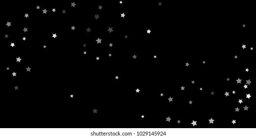 Abstract flying confetti star. A falling star background. Random white stars shine against a black background. Suitable for your design, cards, invitations, gifts.