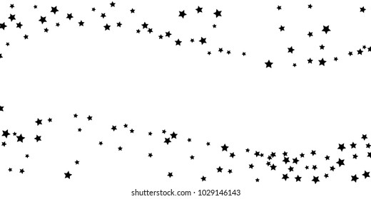 Abstract flying confetti star. A falling star background. Casual black stars shine on a white background. Suitable for your design, cards, invitations, gifts.