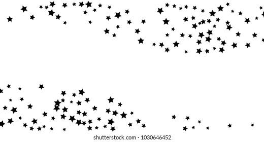 Abstract flying confetti star. A falling star background. Casual black stars shine on a white background. Suitable for your design, cards, invitations, gifts.
