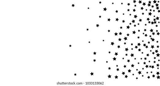 Abstract flying confetti star. A falling star background. Casual black stars shine on a white background. Suitable for your design, cards, invitations, gifts.