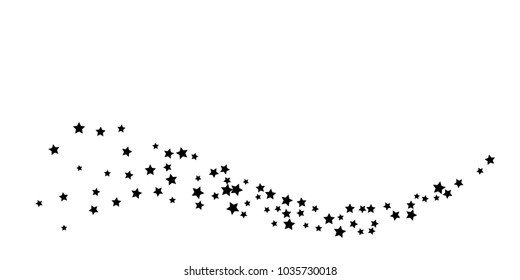 Abstract flying confetti star. A falling star background. Casual black stars shine on a white background. Suitable for your design, cards, invitations, gifts.