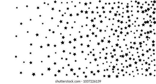 Abstract flying confetti star. A falling star background. Casual black stars shine on a white background. Suitable for your design, cards, invitations, gifts.