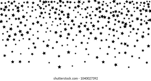 Abstract flying confetti star. A falling star background. Casual black stars shine on a white background. Suitable for your design, cards, invitations, gifts.