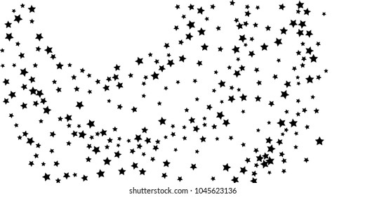 Abstract flying confetti star. A falling star background. Casual black stars shine on a white background. Suitable for your design, cards, invitations, gifts.