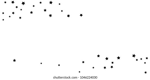 Abstract flying confetti star. A falling star background. Casual black stars shine on a white background. Suitable for your design, cards, invitations, gifts.