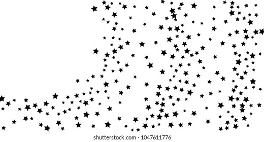 Abstract flying confetti star. A falling star background. Casual black stars shine on a white background. Suitable for your design, cards, invitations, gifts.