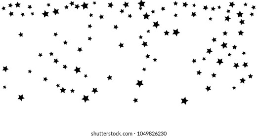 Abstract flying confetti star. A falling star background. Casual black stars shine on a white background. Suitable for your design, cards, invitations, gifts.