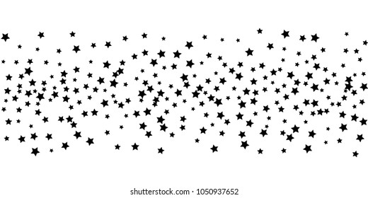 Abstract flying confetti star. A falling star background. Casual black stars shine on a white background. Suitable for your design, cards, invitations, gifts.