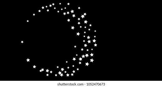 Abstract flying confetti star. A falling star background. Random white stars shine against a black background. Suitable for your design, cards, invitations, gifts.