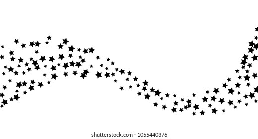 Abstract flying confetti star. A falling star background. Casual black stars shine on a white background. Suitable for your design, cards, invitations, gifts.