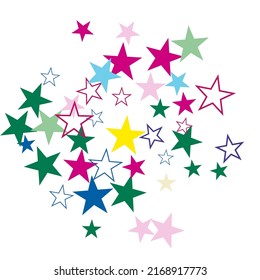 Abstract flying confetti star. Festive colorful star confetti background.