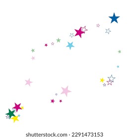 Abstract flying confetti star. Festive colorful star confetti background.