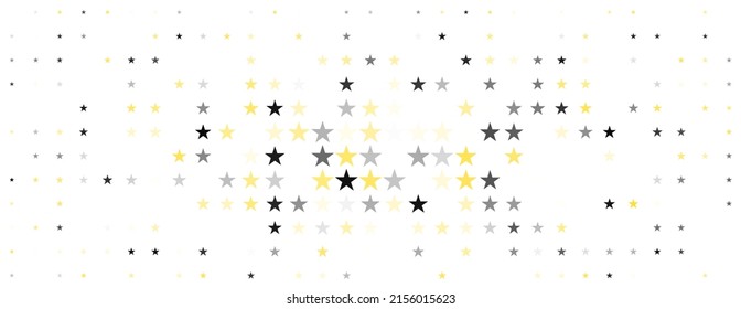 Abstract flying confetti star. Panoramic white background with, yellow, gray and black stars. Magic shining. Flying confetti glitter, cosmic backdrop, vector border. Vector Web banner.