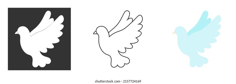 Abstract Flying dove logo elegant silhouette design. Flying dove vector sketch set. Dove of Peace. Peace concept. Flying bird. Dove logo icon Vector.