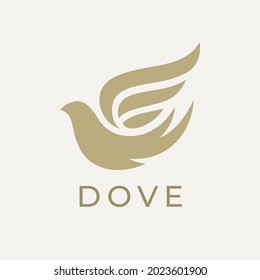 Abstract flying dove logo icon. Elegant bird sign. Concept freedom wings symbol. Vector illustration.