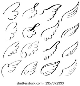 abstract flying dove sketch set icon collection cartoon hand drawn vector illustration sketch