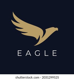 Abstract flying eagle logo icon design. Concept hawk wings symbol. Simple gold falcon sign. Vector illustration.