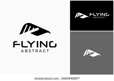 Abstract Flying Fly Flight Bird Eagle Force Prey Wing Simple Modern Vector Logo Design Illustration