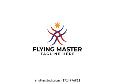 abstract flying health master badge logo vector concept with simple, unique, modern and elegant styles on white background