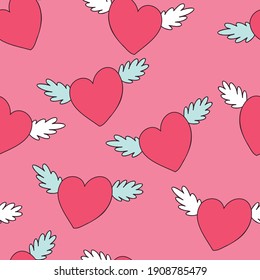 Abstract flying hearts love pattern for textile design. Anniversary celebration. Vector design template. Vector design element. Holiday design text. Holiday vector background.
Flying hearts love patte