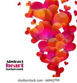 Abstract flying hearts. Vector image.