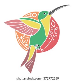 Abstract flying hummingbird logo. Stylized hummingbird art. Isolated on background